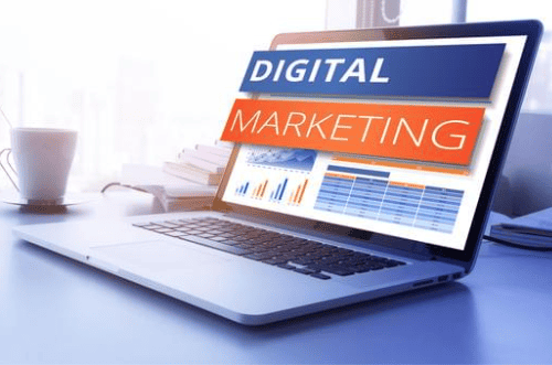 Digital Marketing graphic on laptop