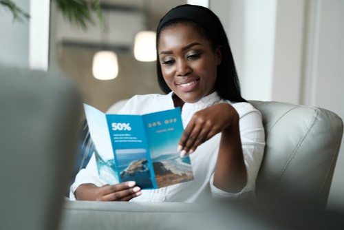 Female reading a brochure