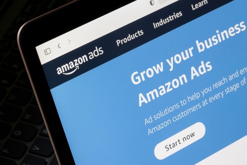 Amazon Ads graphic on laptop